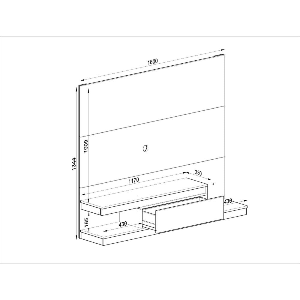 Miniatura Painel para TV até 50 Polegadas 1 Gaveta KD1601 Home Quiditá Preto