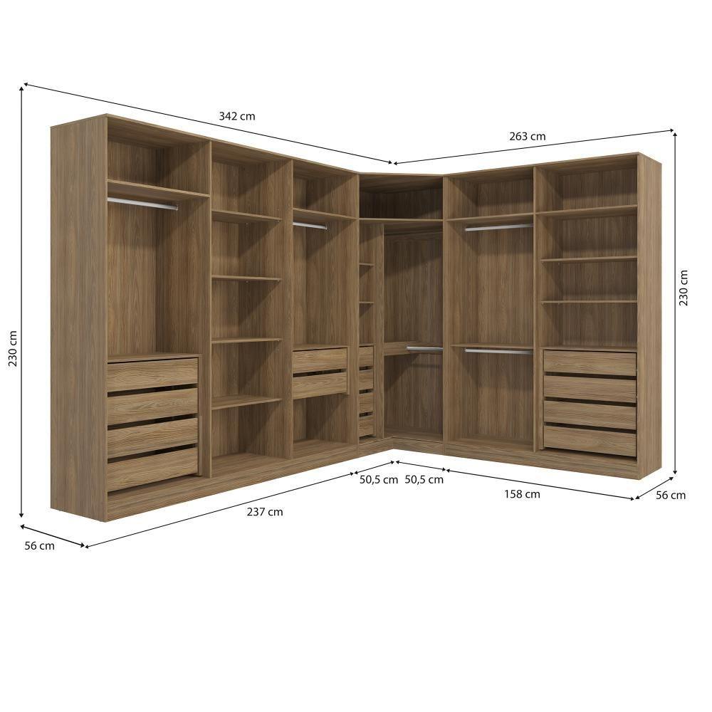 Miniatura Quarto Modulado Kappesberg Adapt Nogueira-azul Profundo 12 Portas 342cm X 263cm