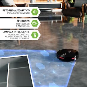 Aspirador Robô Philco PAS26P MOP 3 em 1 Sensor Antiqueda Controle Remoto 110min Bivolt Preto