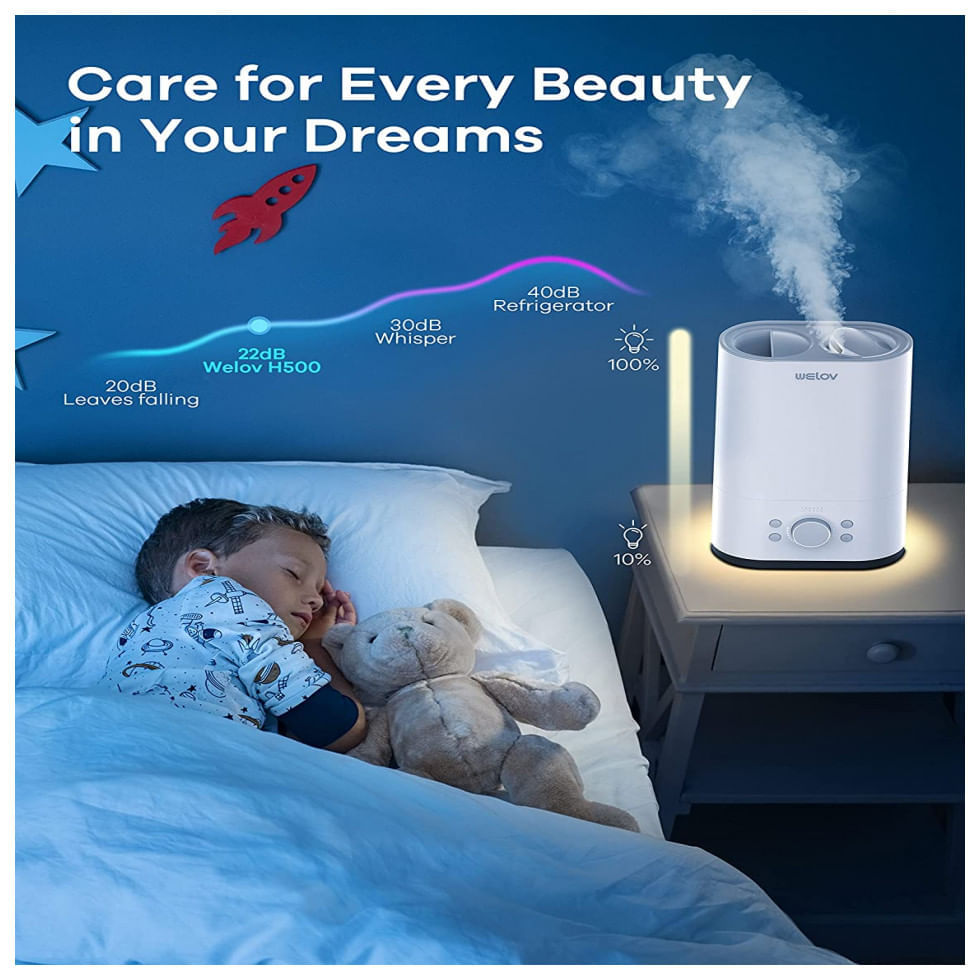 Miniatura Umidificador Portátil WELOV 6 Litros até 90H, Área até 40 m2, Branco