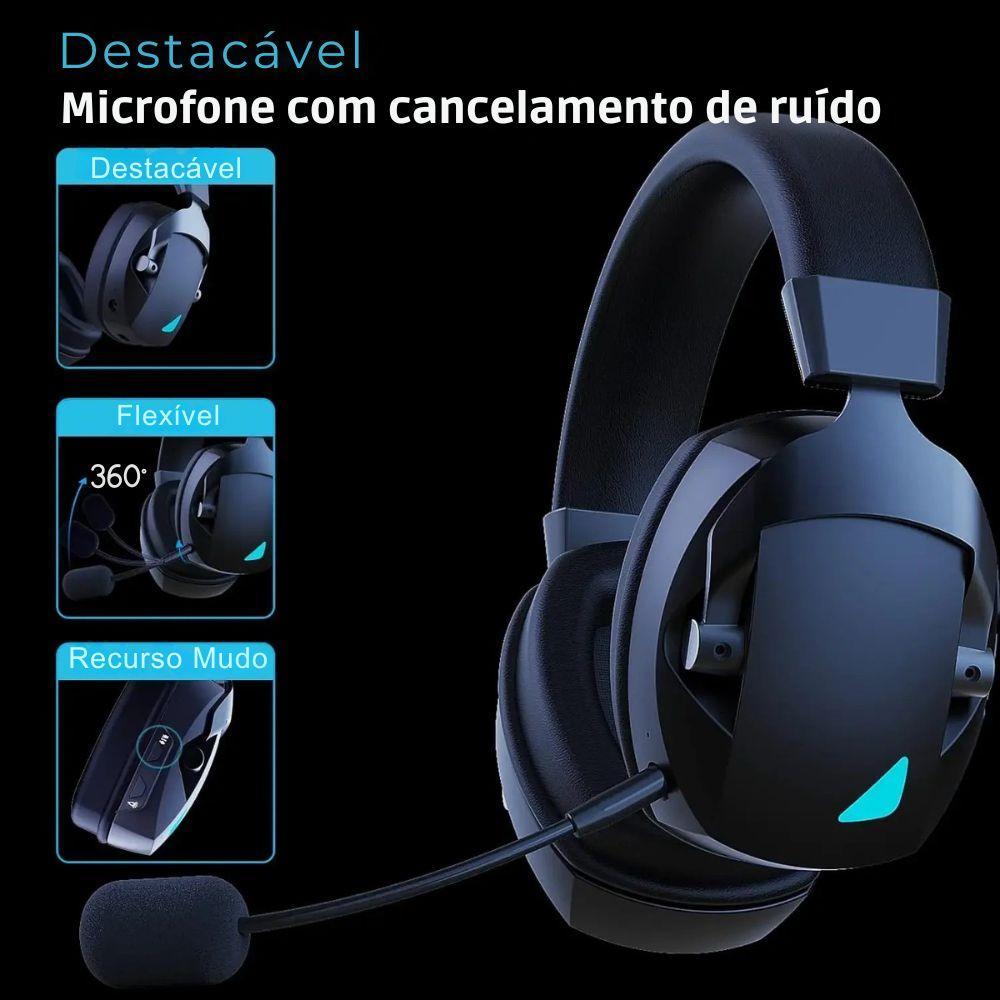 Miniatura Headset Gamer Sem Fio Acinaci, Bluetooth, 2.4G, Usb, 3.5Mm