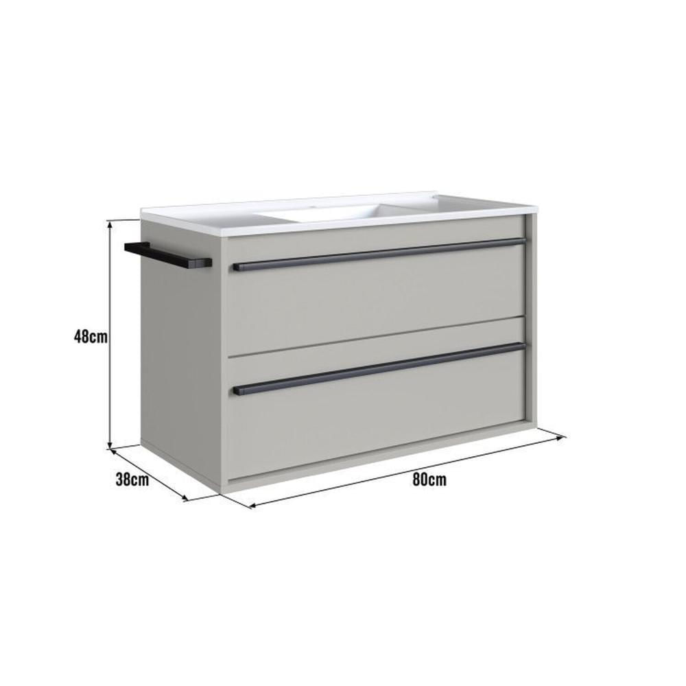 Conjunto para Banheiro Gabinete Suspenso 80cm com Toalheiro Lavatorio e Espelheira Cj8030.20 Arenas