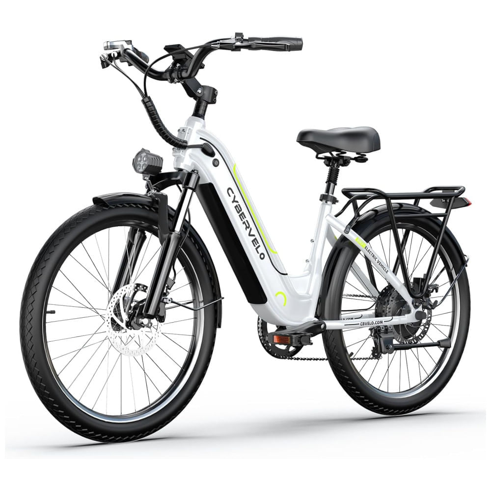 Miniatura Bicicleta Elétrica Cybervelo EK7 1000W, 128 km de autonomia, suspensão ajustável, tela LCD, 26", verde