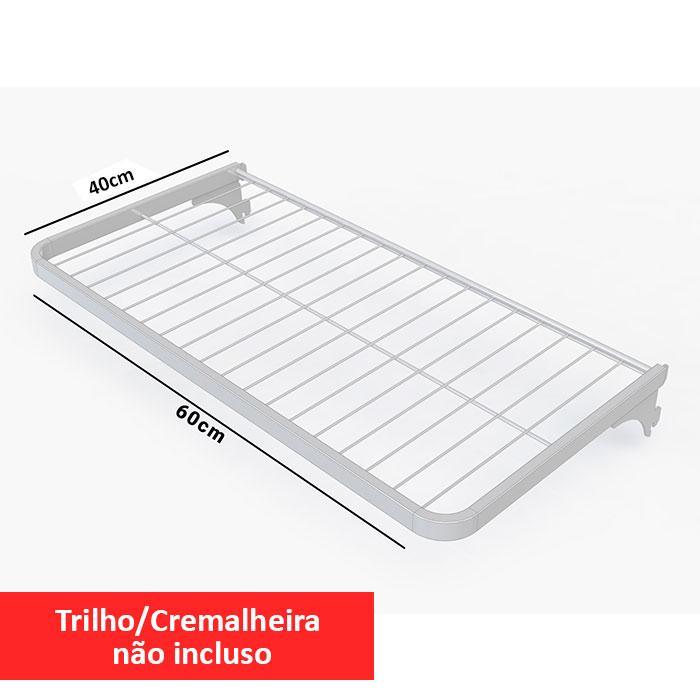 Miniatura 1 Prateleira Aramada Closet 60X40Cm Para Trilho Cremalheira