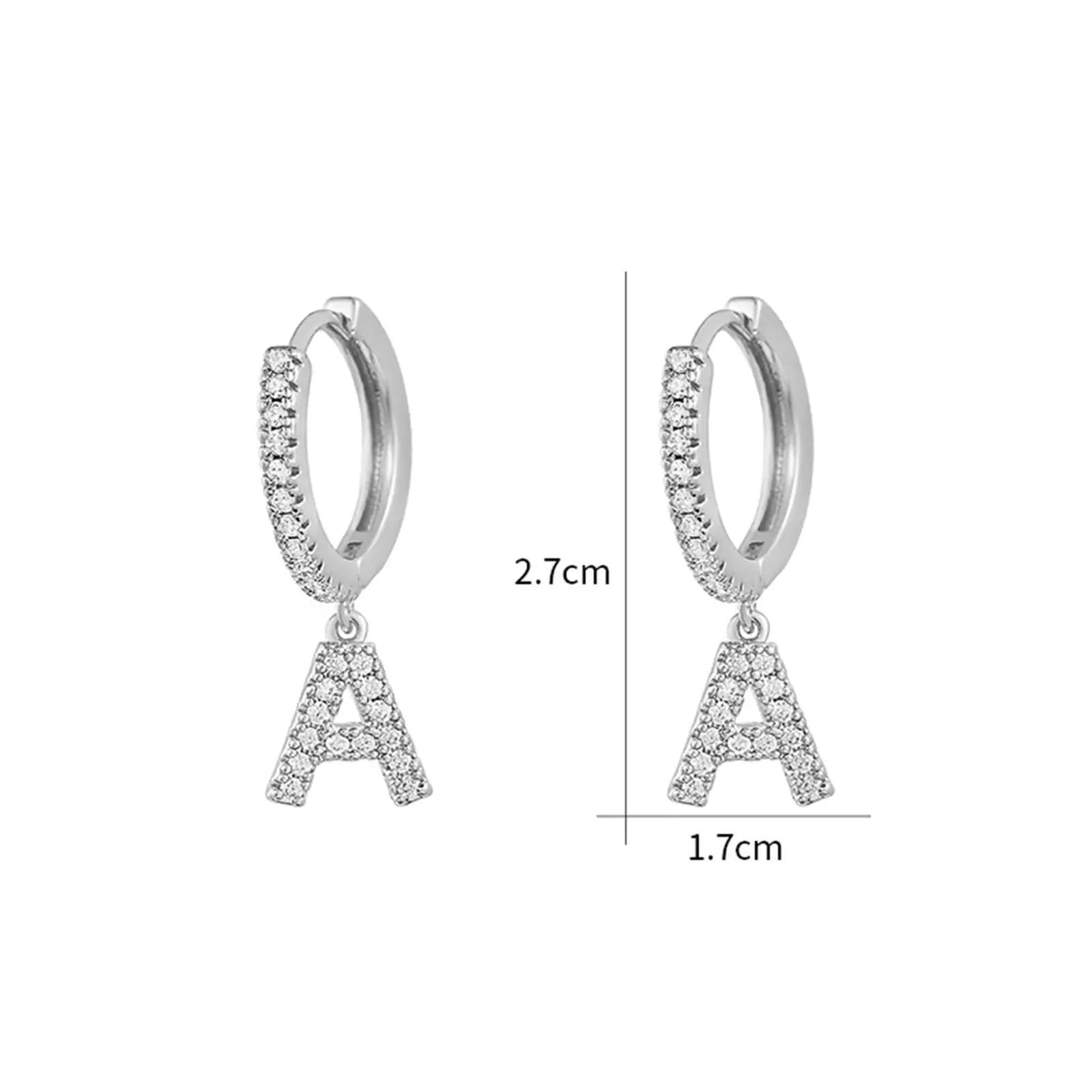 Miniatura Brinco Prateado Letra H Alfabeto Argola Strass S1633