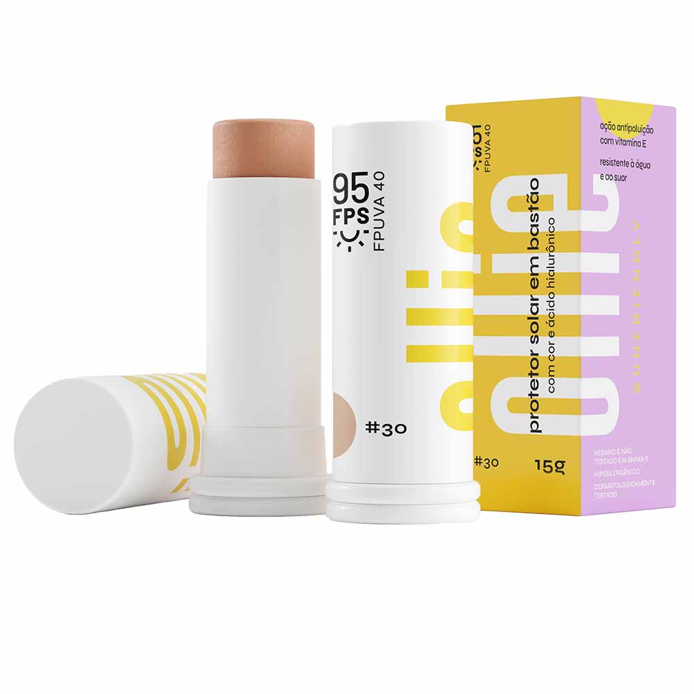Protetor Solar Facial em Bastão Com Cor Ollie FPS 95 30