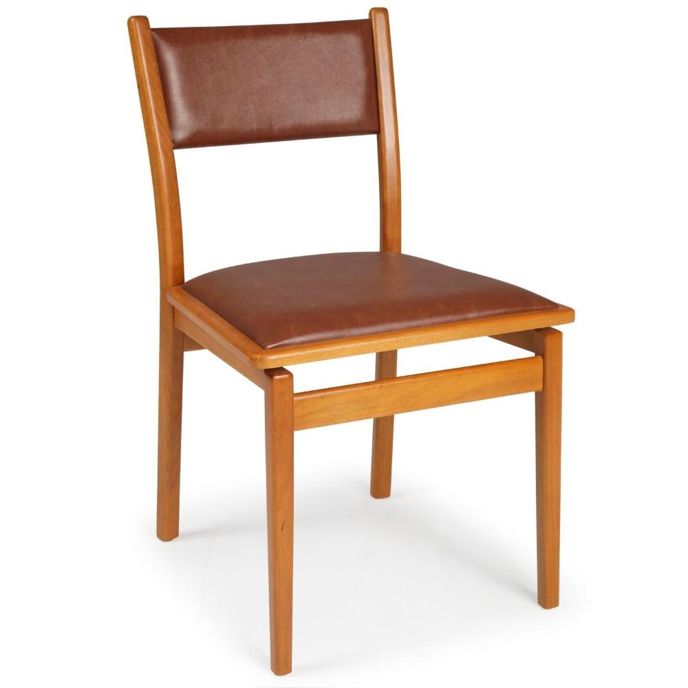 Miniatura Kit 2 Cadeiras Madeira Maciça Encosto e Assento Estofado Chade Freijó