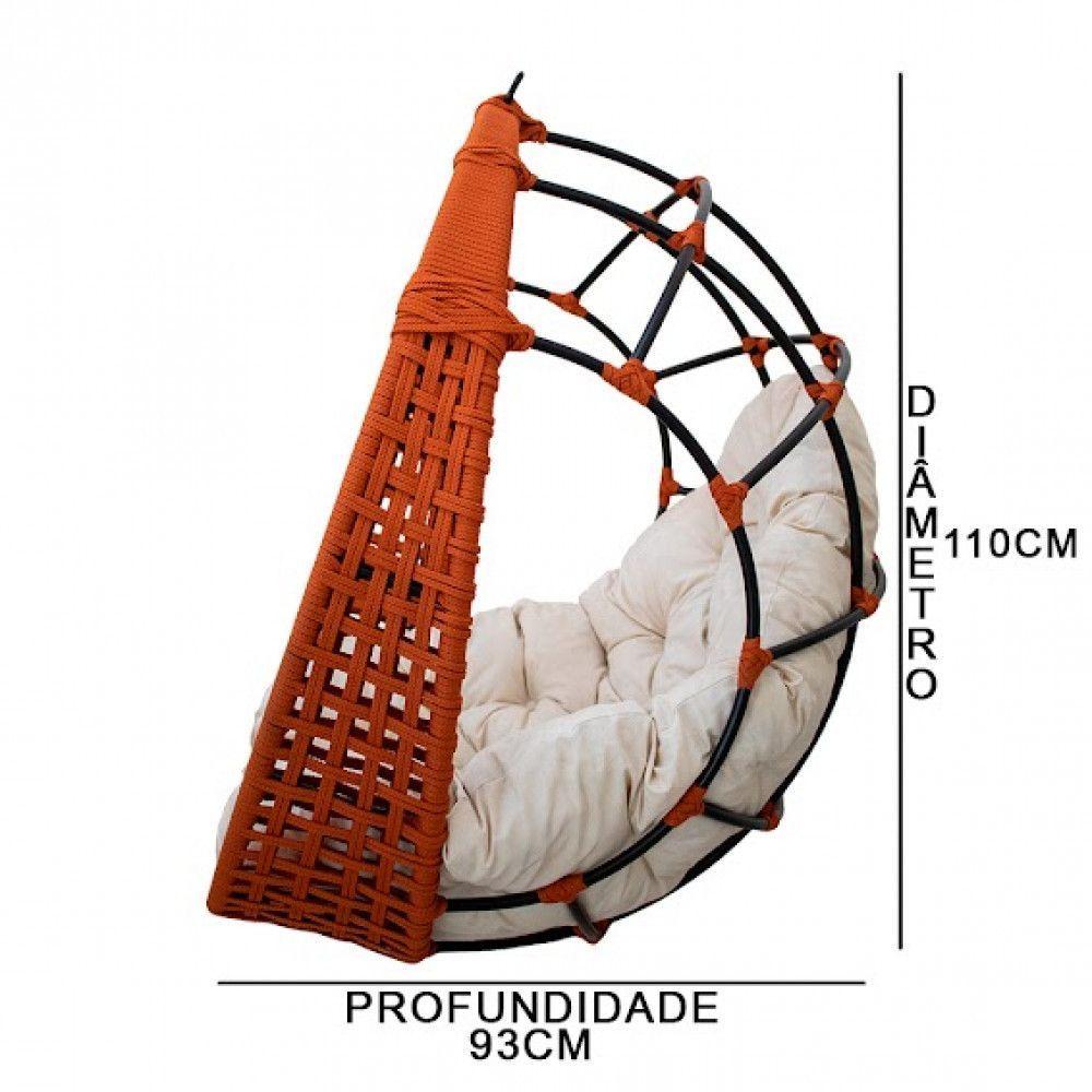 Miniatura Balanço Ninho Suspenso Em Corda Náutica Almofada Impermeável Ocre-branco