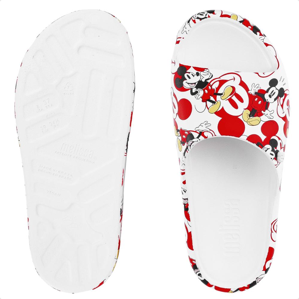 Chinleo Slide Melissa Free Print Mickey and Friends Feminino Branco / Vermelho - 33/34