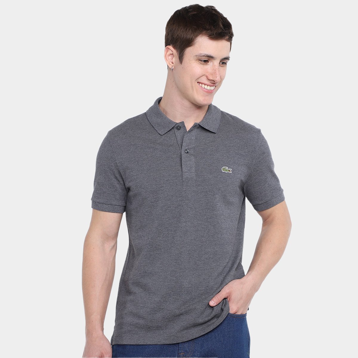 Miniatura Camisa Polo Lacoste Casual Masculina Chumbo - EGG