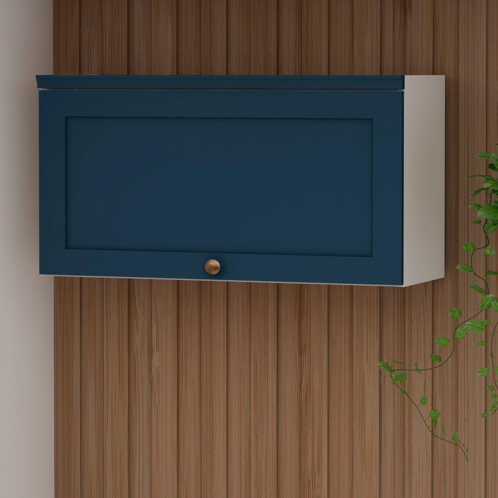 Miniatura Cozinha Modulada 4 Pecas 100% Mdf Branco/Azul Genialflex