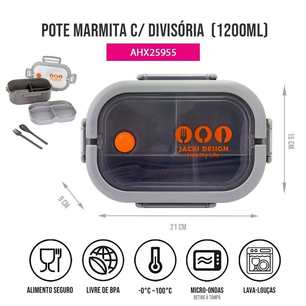 Kit Bolsa Térmica, Marmita, Garrafa 1l, Porta Talheres Vibe Cinza