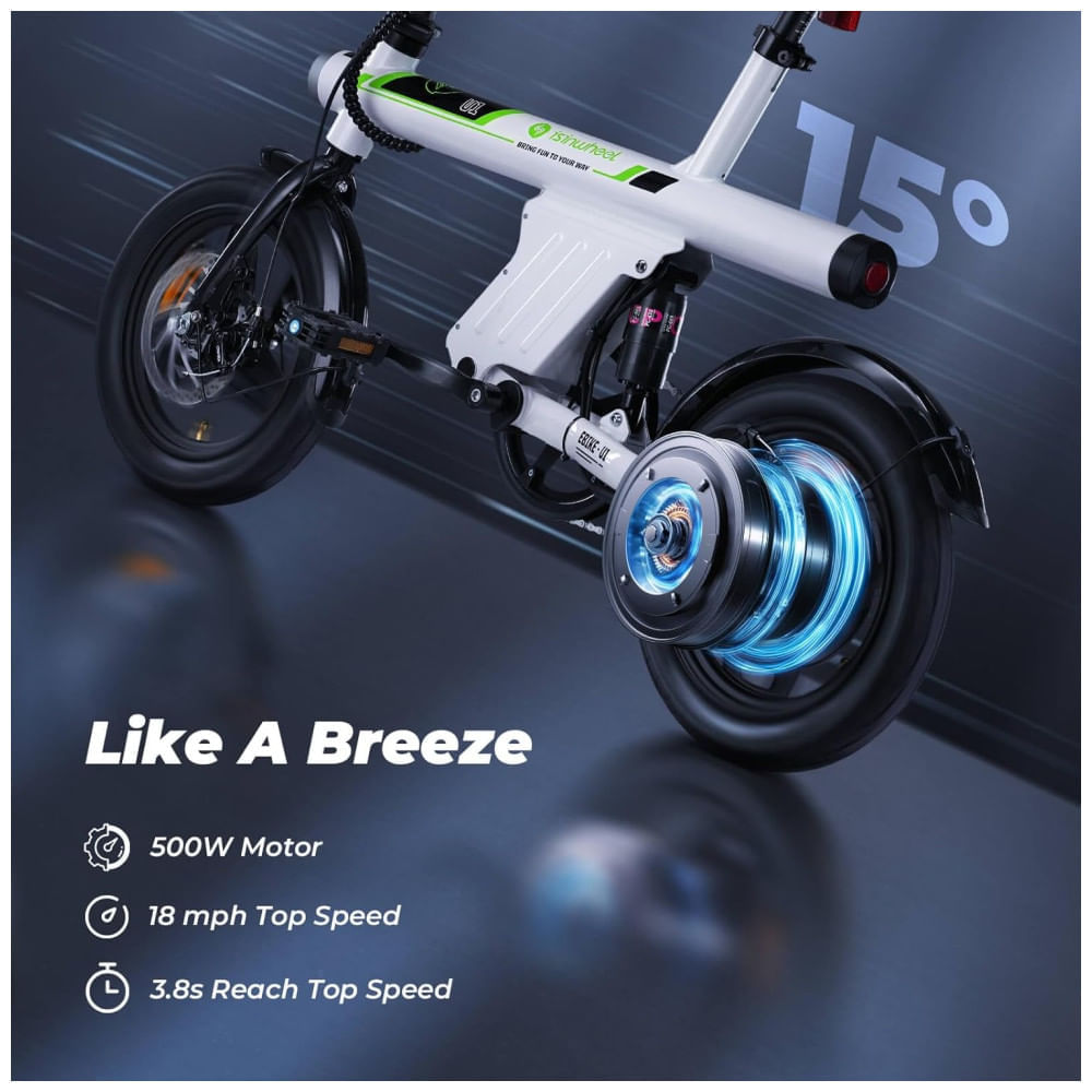 Miniatura Bicicleta Elétrica isinwheel para Adultos com Cesto, Motor de 500W, E-Bike Dobrável de 20 mph, Bicicletas Elétricas para Adultos de 14' e 16' com Subi