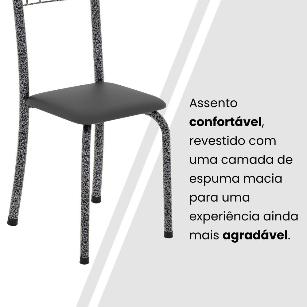 Conjunto de Mesa Tubular 100cm X 60cm com Tampo e 4 Cadeiras Dany Preto/Prata