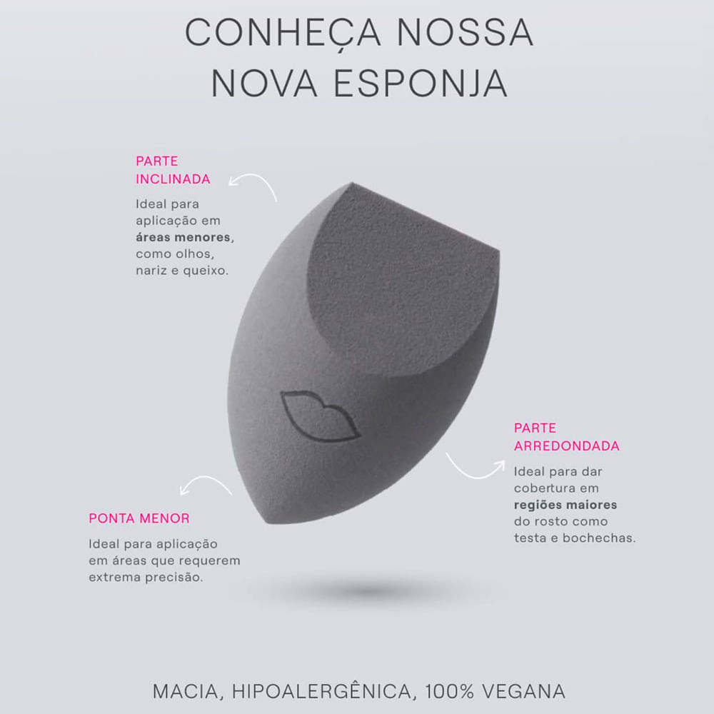 Miniatura Esponja para Maquiagem Boca Rosa 1 Unidade