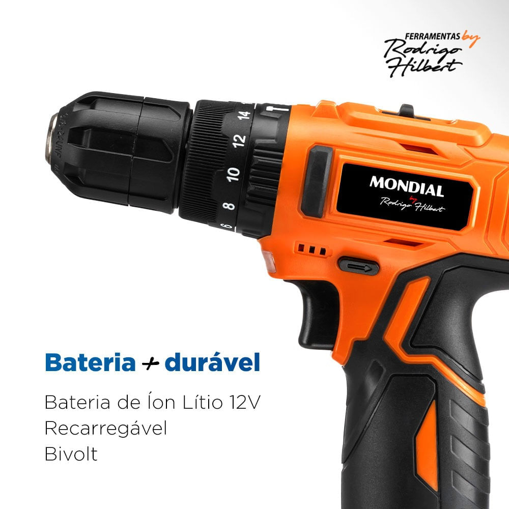 Miniatura Parafusadeira e Furadeira com Impacto Mondial - PI-RH-01M PARAFUSADEIRA E FURADEIRA COM IMPACTO PI-RH-01M BIVOLT .