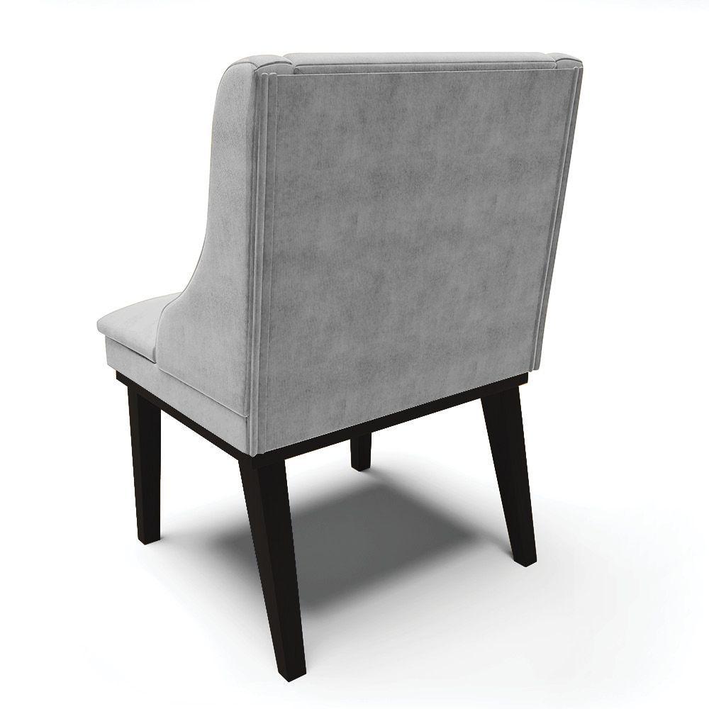 Miniatura Cadeira De Jantar Suede Cinza Base Fixa Madeira