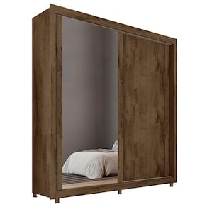 Miniatura Guarda-Roupa Solteiro Mademarques Hamburgo com 2 Portas, 4 Gavetas e Espelho - 180 cm de Largura Brauna/Off White/Brauna