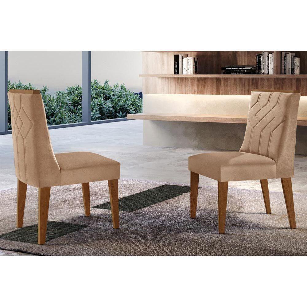 Miniatura Kit 2 Cadeiras Sala Jantar Nevada 2 Un Mdf Imbuia-linho Bouclê Creme - Rufato
