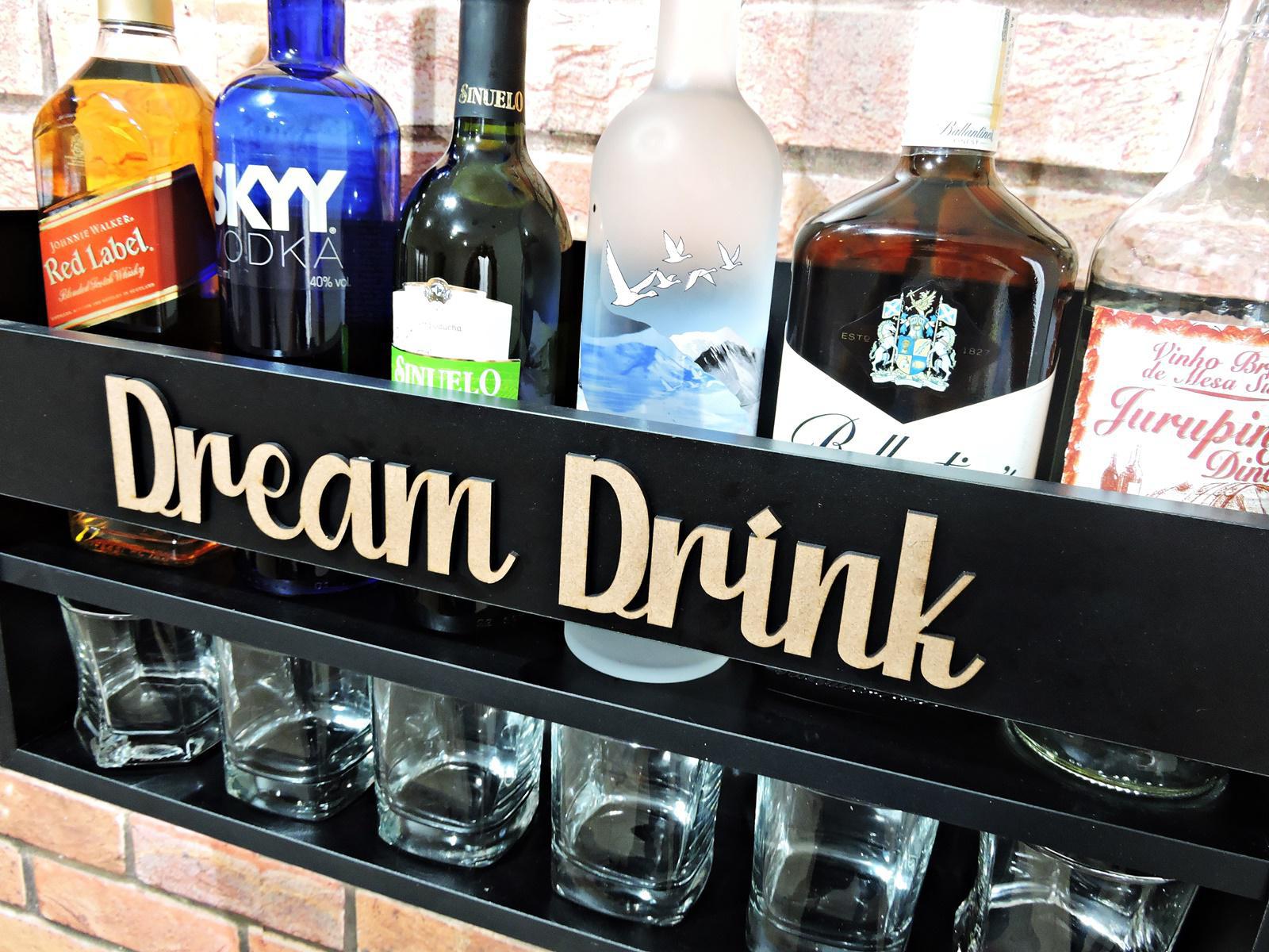 Miniatura Mini Bar De Parede Adega Porta Bebidas E Copos Preta Preto - Adega - Redskull - 100% - Mdf - Mdf revestido, acabamento ref. - 1 - Bebidas