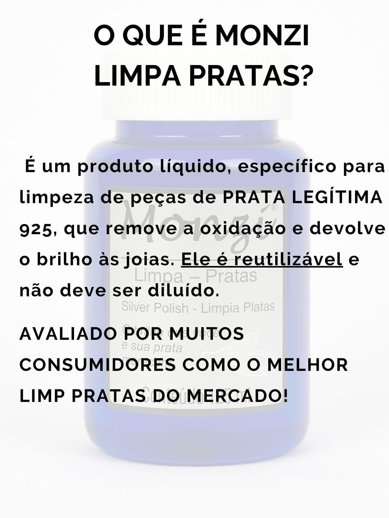 Miniatura Limpa Prata 925 Monzi 125Ml Liquido Limpeza Jóia Corrente