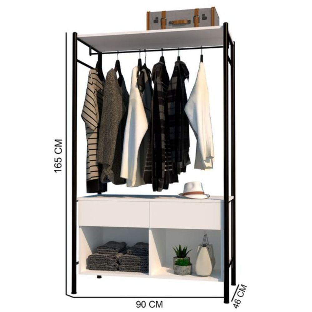 Miniatura Guarda Roupa Closet Modulado Paris Light Branco Preto