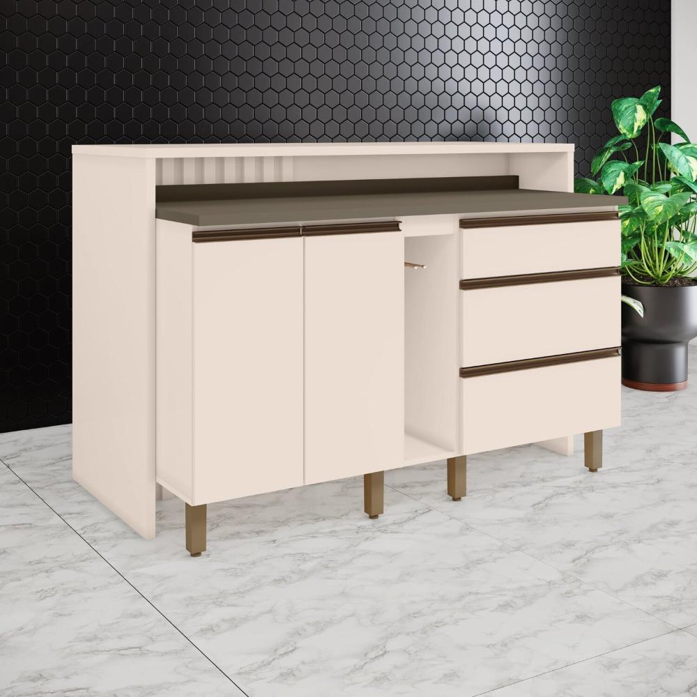 Miniatura Kit Ilha Gourmet 2 Portas 3 Gavetas com Tampo Connect Duna/Off White