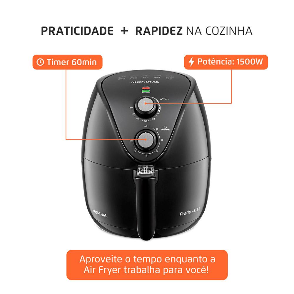 Fritadeira Air Fryer 3,5L AF35BF Mondial 127V Preto - 127V