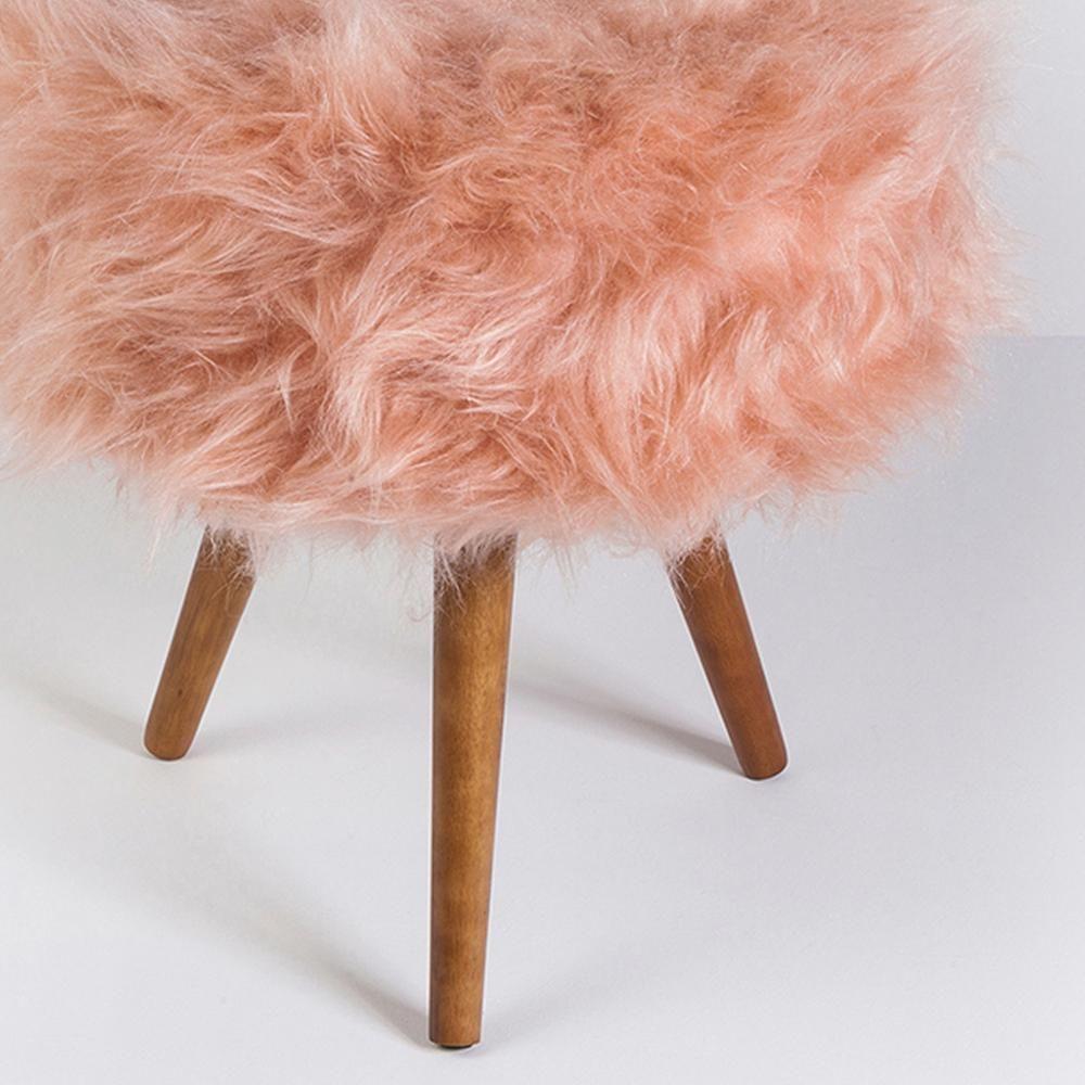 Miniatura Puff Puf Decorativo Tumir Pelo Sintetico Rose Sone Rose