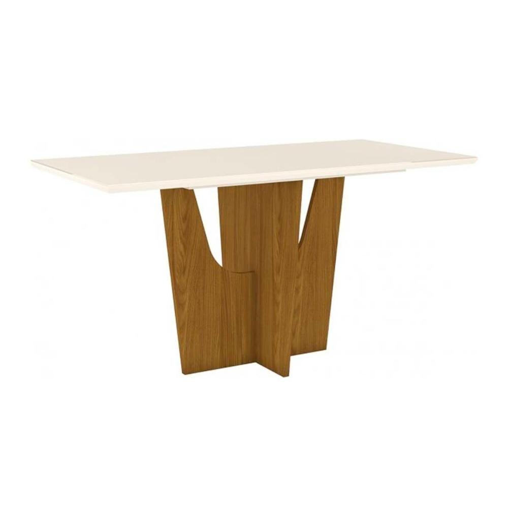 Miniatura Mesa De Sala Jantar Vértice + Tampo Madeirado 160x80cm Nature/off White - Henn