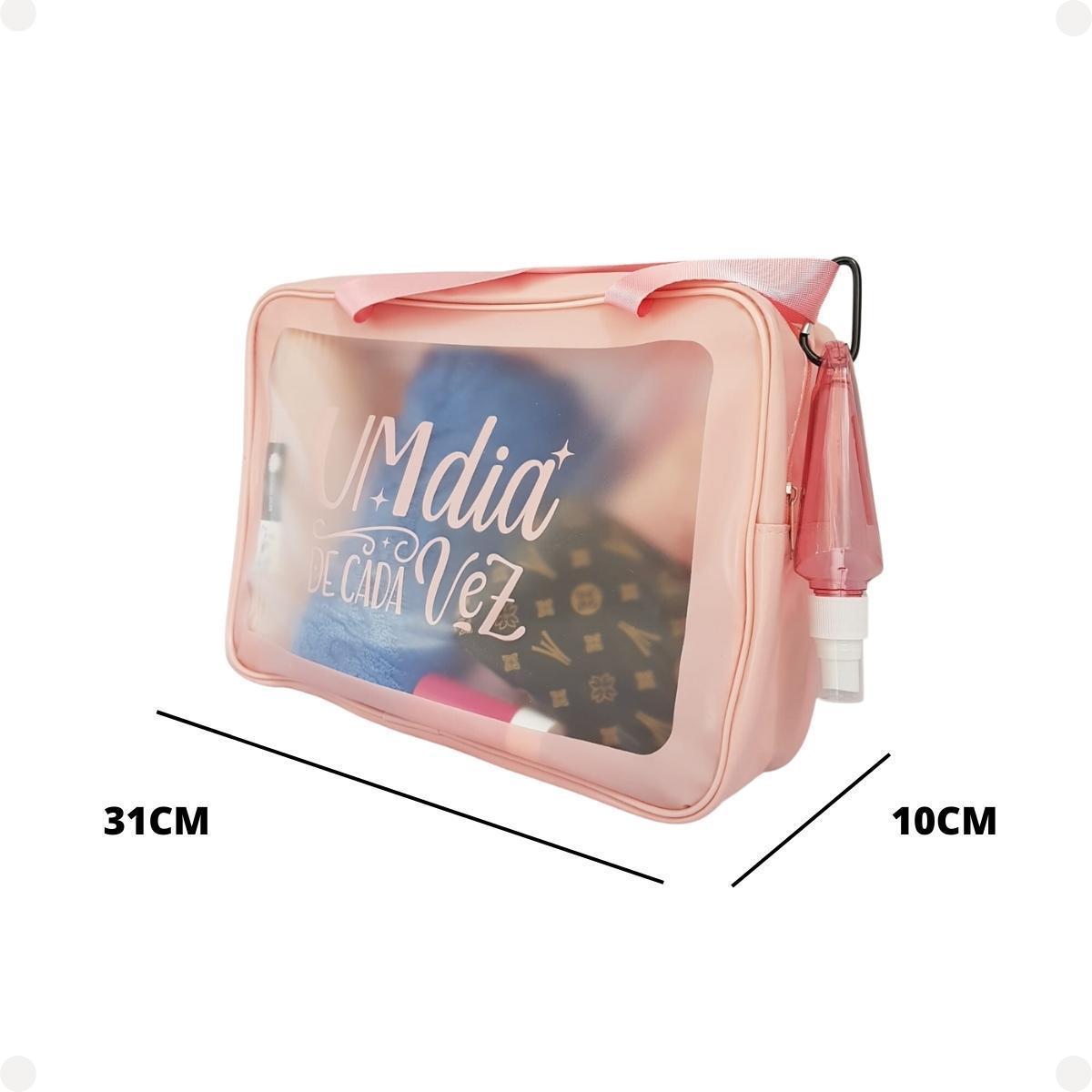 Miniatura Bolsinha De Mão Com Alça Moderna Rosa Básica Com Zíper