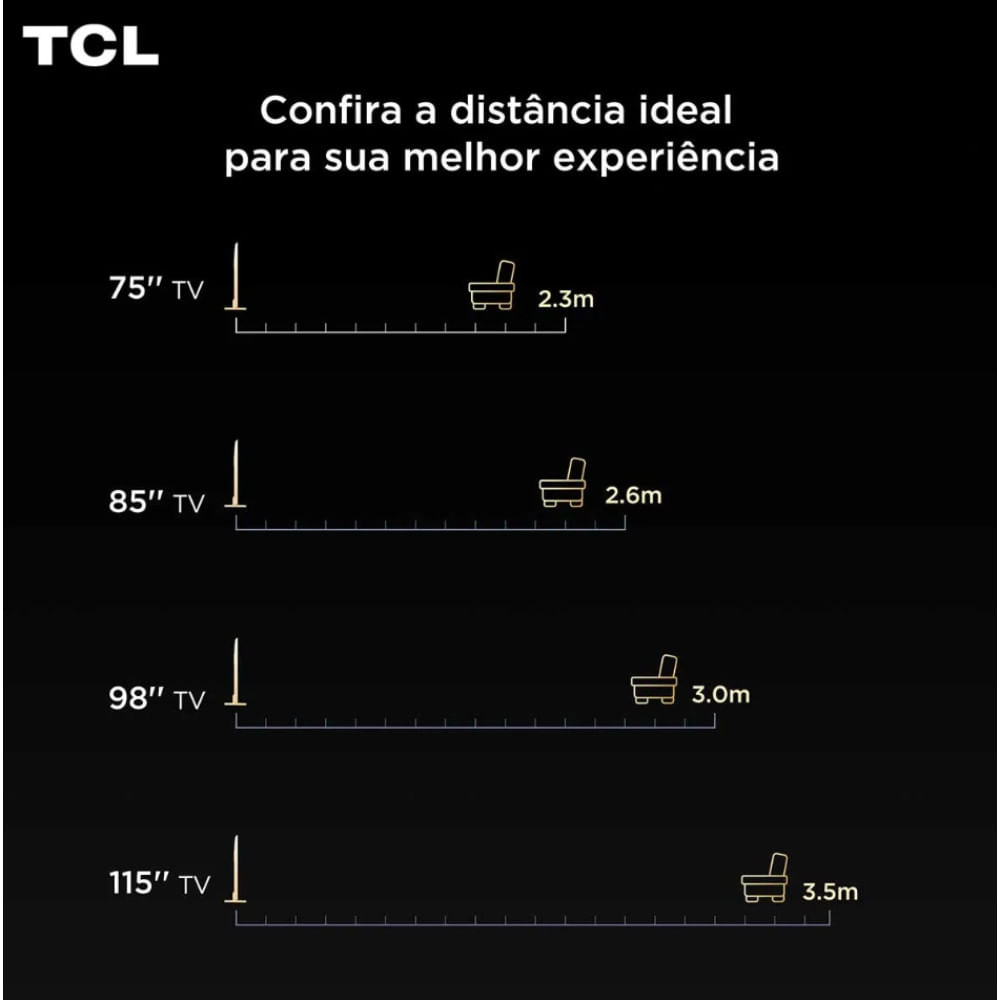 Miniatura Smart TV TCL 75 Polegadas 75P7K 4K UHD QLED Google Tv Preto - Bivolt