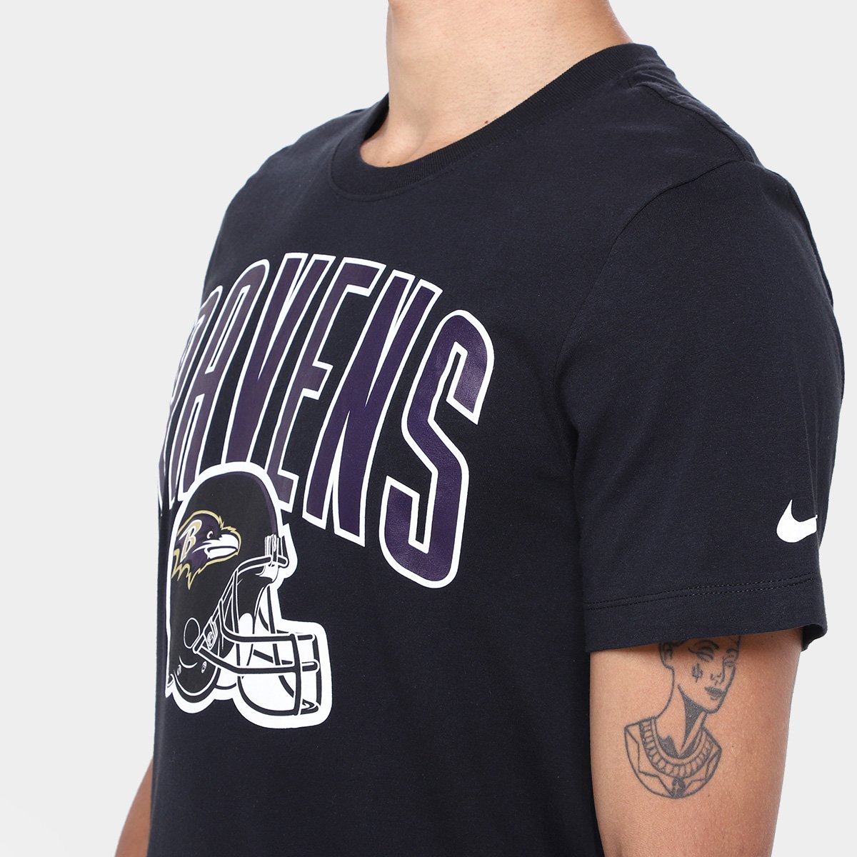 Miniatura Camiseta Nike NFL Baltimore Ravens Essential Team Athletic Masculina Preto - EGG