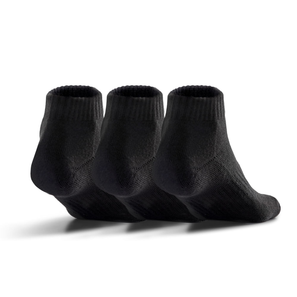 Miniatura Meia Unissex Under Armour Core Cotton Cano curto - Pacote com 3 pares Preto - G