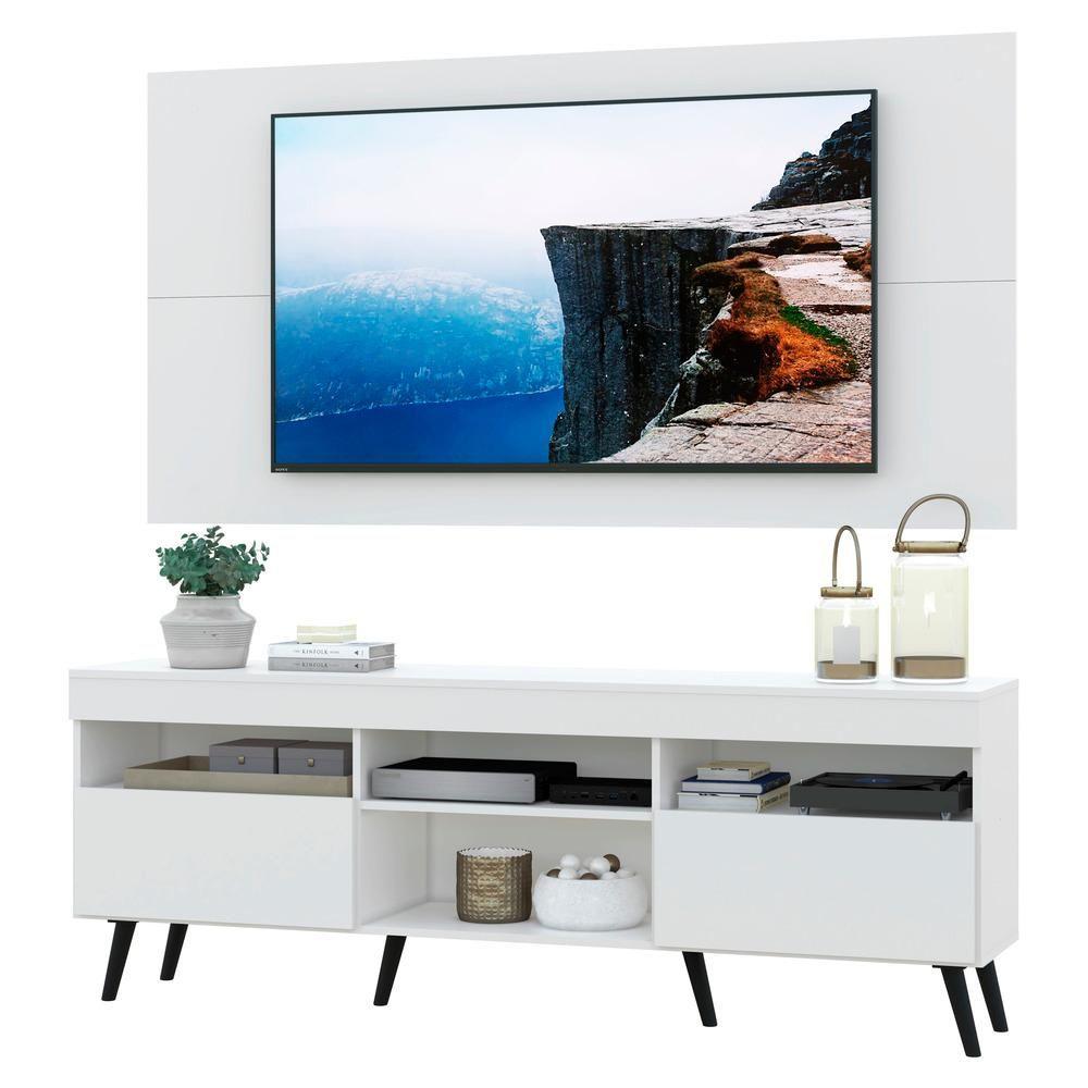 Miniatura Rack com Painel Tv até 65" Pés Retrô 2 Portas Multimóveis