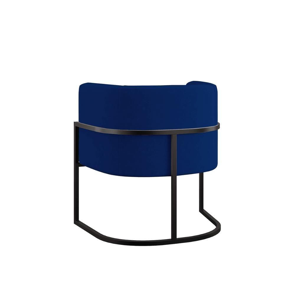 Miniatura Kit 04 Poltronas Lua Sala Decorativa Base De Ferro Black Azul Marinho