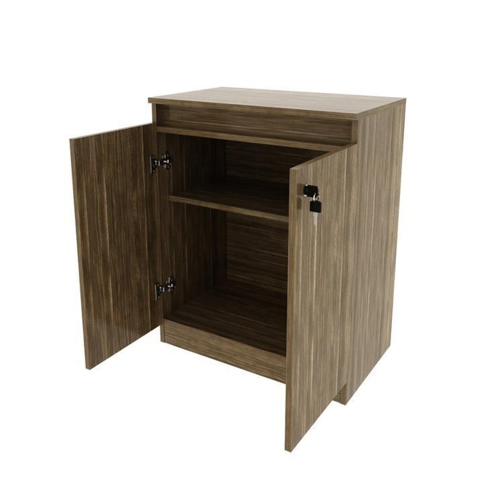Kit 2 Peças Armário Escritório com 2 Portas com Chave, Balcão para Escritório com Chave e 2 Portas Nogal