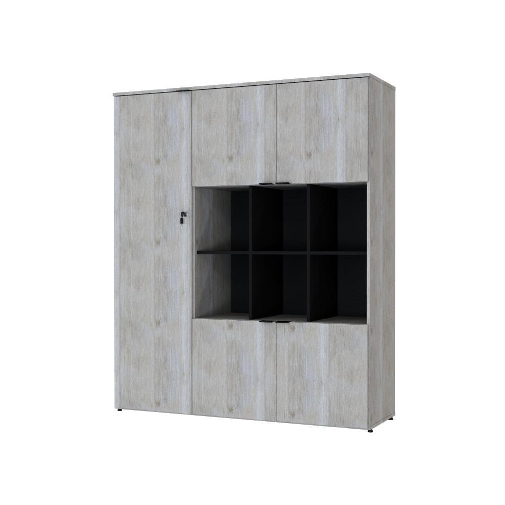 Miniatura Armário Alto Com nichos E 05 Portas 161,5x135x42cm Wlan135 Snow - Preto
