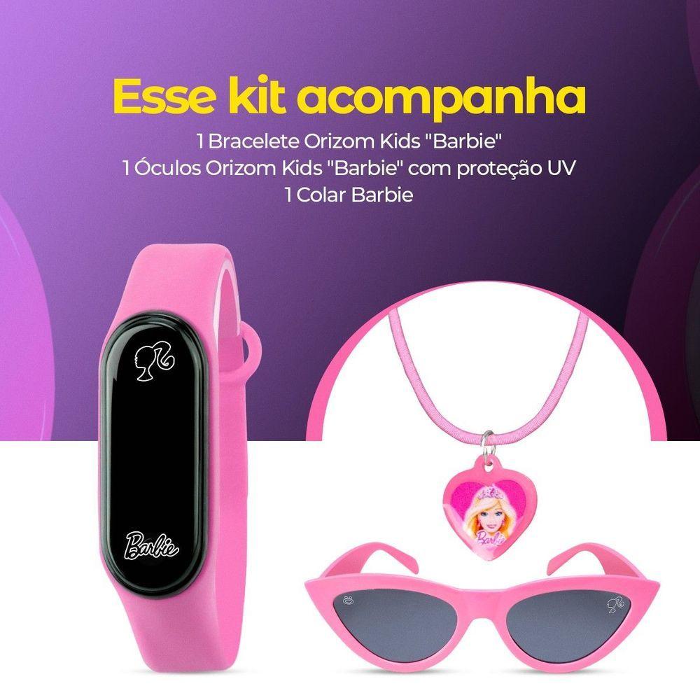 Miniatura Relogio Barbie Digital Infantil + Oculos Proteção Uv + Colar Presente Pulseira Ajustavel