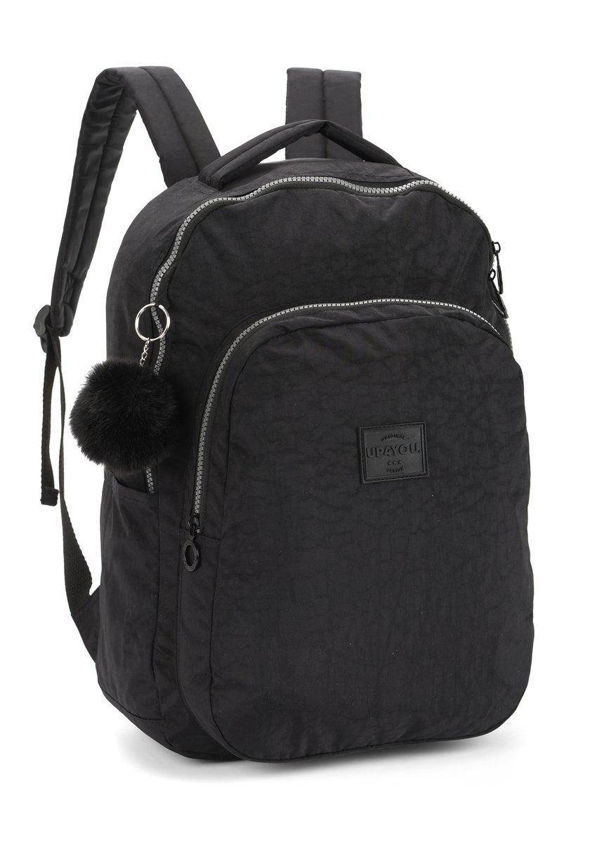 Miniatura Mochila Escolar Crinkle Preta Up4you - 41x32x16 cm