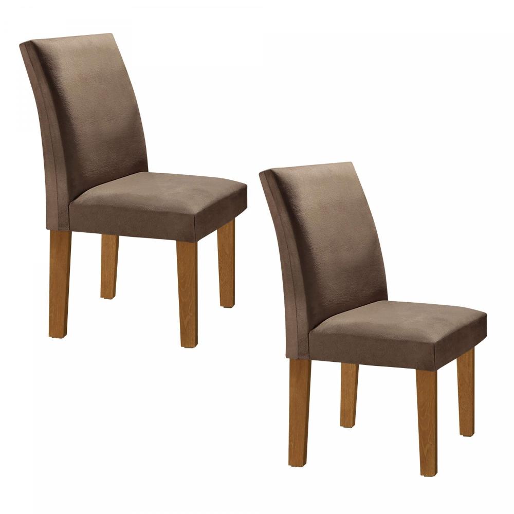 Miniatura Conjunto 2 Cadeiras Estofadas Espanha Espresso Móveis Ypê/Suede Animale Marrom