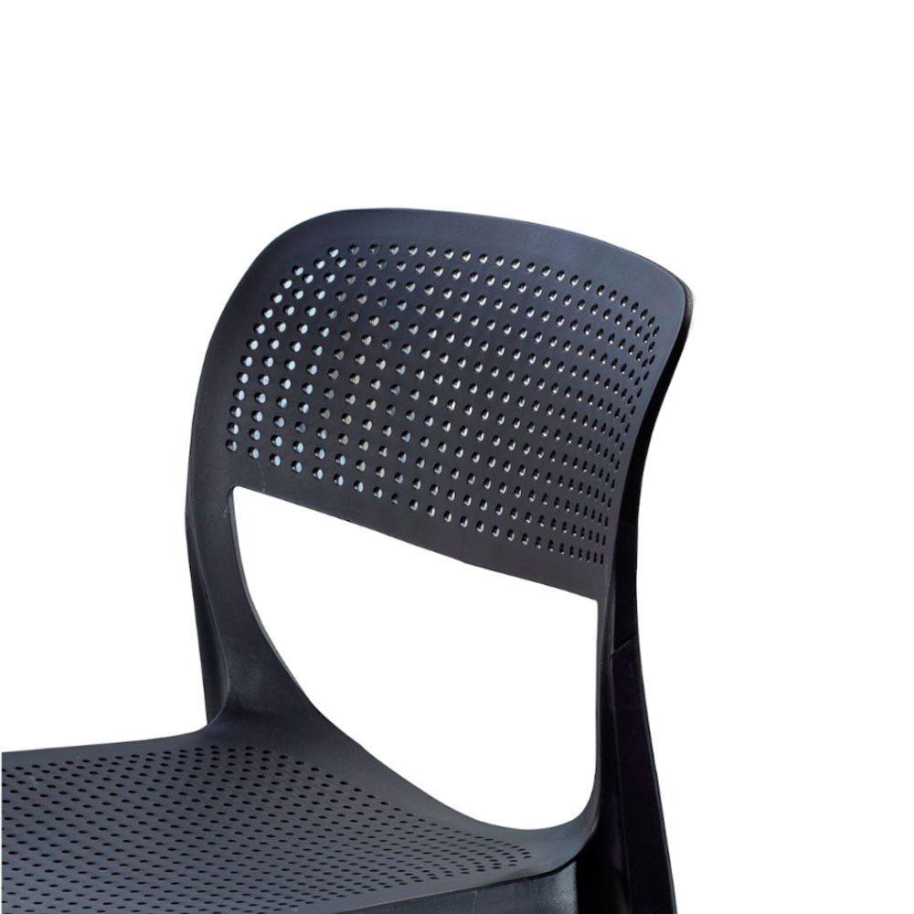 Conjunto 4 Cadeiras Zoe Polipropileno Preta Moderna Mobília Prata