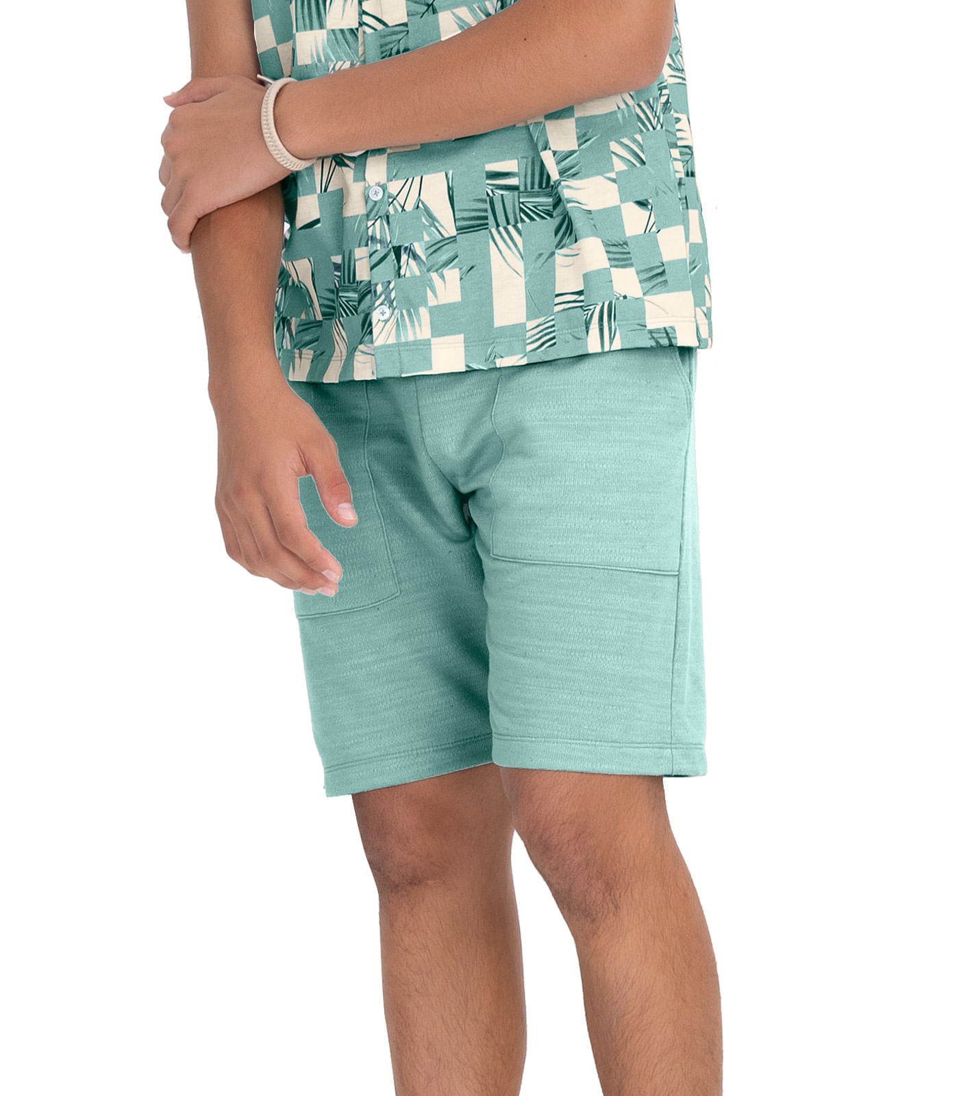 Miniatura Bermuda Juvenil Masculina Em Moletinho Minty Verde 12
