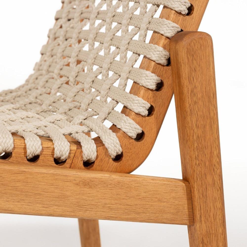 Conjunto 1 Banco 4 Cadeiras e 1 Mesa 180cm Traço Stain Jatobá/Corda Areia