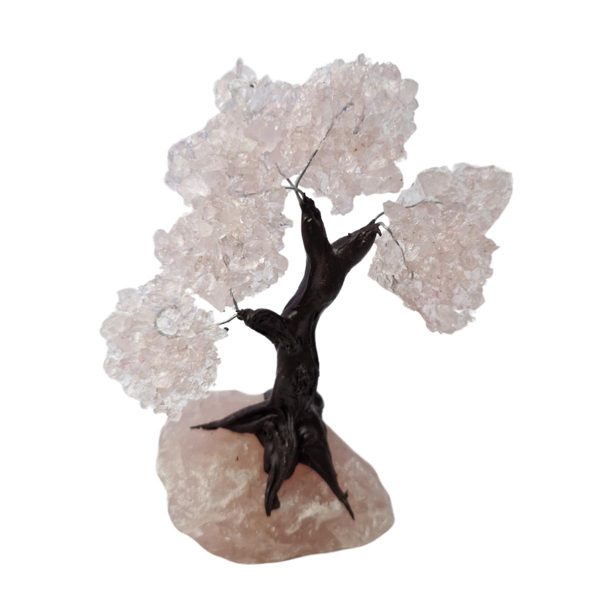 Miniatura Árvore De Pedra Natural Quartzo Rosa Cascalho