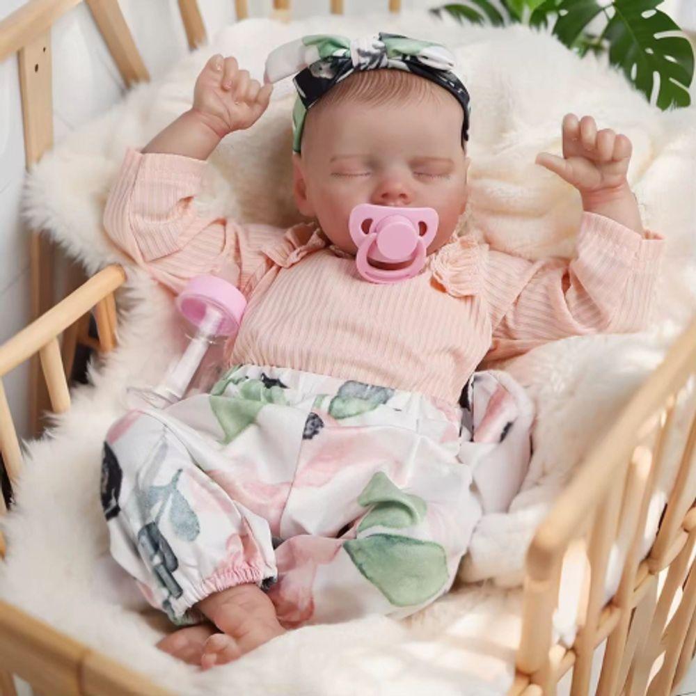 Miniatura Bebê Reborn Menina Dormindo Olhos Fechados Artesanal Realista