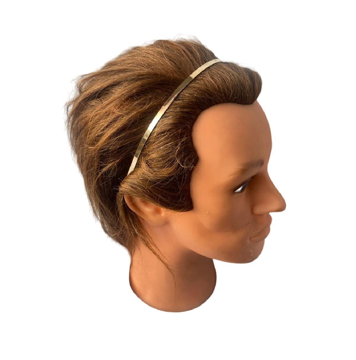 Miniatura Acessório De Cabelo Tiara Arco Metal Dourado Liso 14Cm