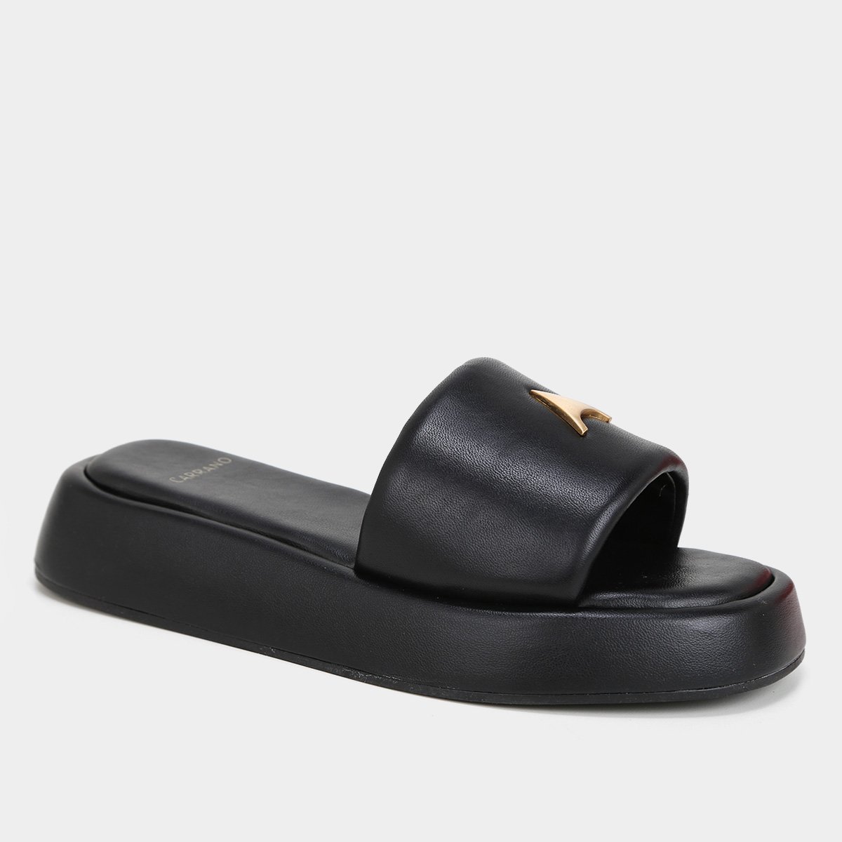 Miniatura Papete Couro Feminina Flat Icon Puffy Preto - 34