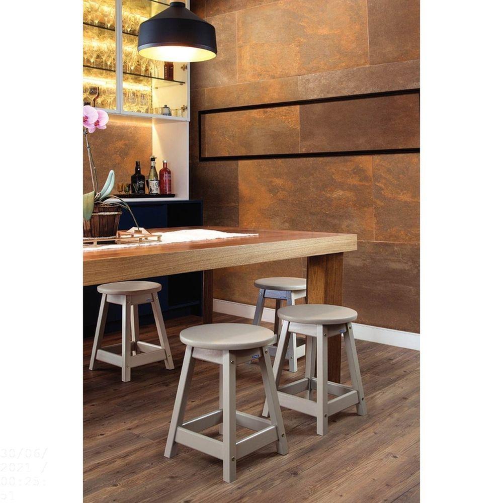 Miniatura Banqueta Baixa Tramontina Vin Com Assento Forrado Em Courvin Camurça Tramontina