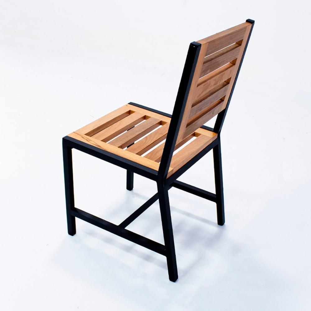 Miniatura Cadeira Afelandra sem Braço de Madeira e Alumínio Área Externa e Interna Preto/Madeira